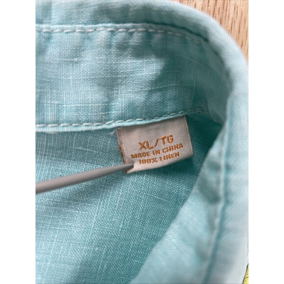 Tommy Bahama Shirt Mens Sz XL Turquoise Aqua Linen Casual Button Up Long Sleeve - Picture 7 of 10